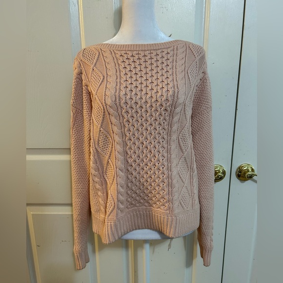 Lauren Ralph Lauren Black Label pink fisherman’s sweater, Medium - Picture 1 of 6